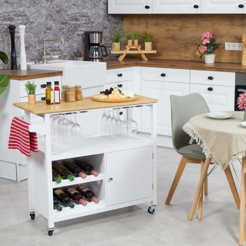 Küchen-Aufbewahrungswagen mit Weinregal und Glashalter