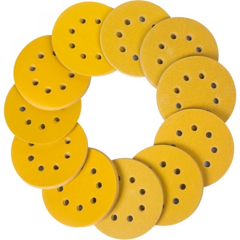 125-mm-Schleifscheiben, 110 Stück Schleifscheiben für Schleifmaschine, runde Schleifpads mit 8 Löchern, Körnung