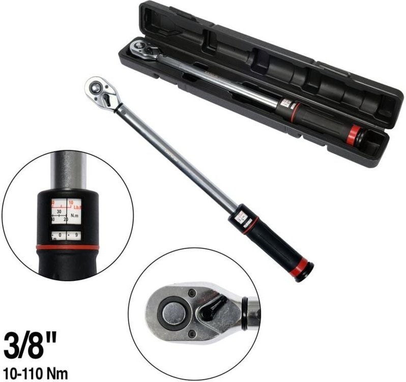 YATO Digitaler Drehmomentschlüssel Feinjustierung Wende Ratschenkopf +3/8" 10-110 Nm YT-07736