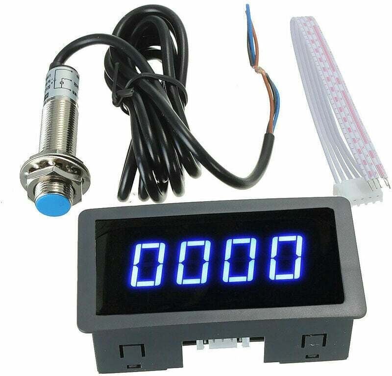 Thumbnail - Aiperq - Blauer digitaler Drehzahlmesser mit 4 LEDs und Hall-Näherungsschalter-Sensor