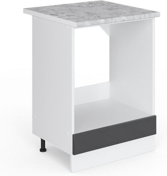 Stauraumschrank R-Line, Anthrazit Hochglanz, 60 cm mit Großnische, mit Arbeitsplatte Vicco