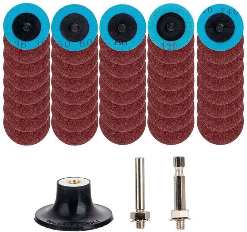 Tlily - 40-teiliges Schnellwechselscheiben-Set, 2 Zoll A/O-Schleifscheiben mit 1/4-Halter, Konditionierung für Schleifma...