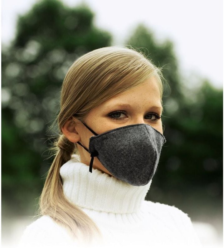 Buri - bequeme Kältemaske grau waschbar Kälte Gesichtsmaske 3-lagig Winter Polyester