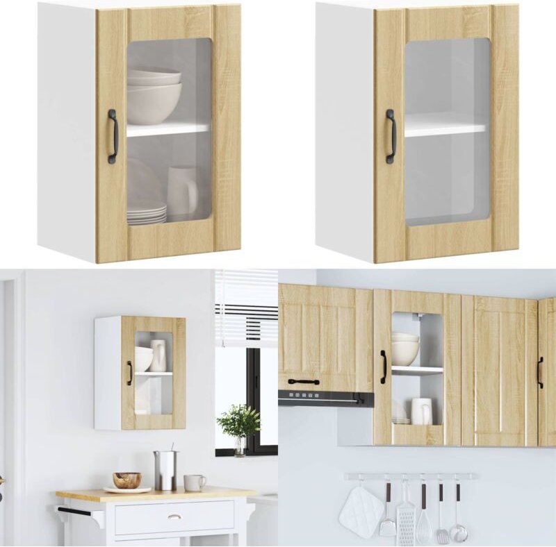 Küchen-Hängeschrank mit Glastür Lucca Sonoma-Eiche - Vidaxl
