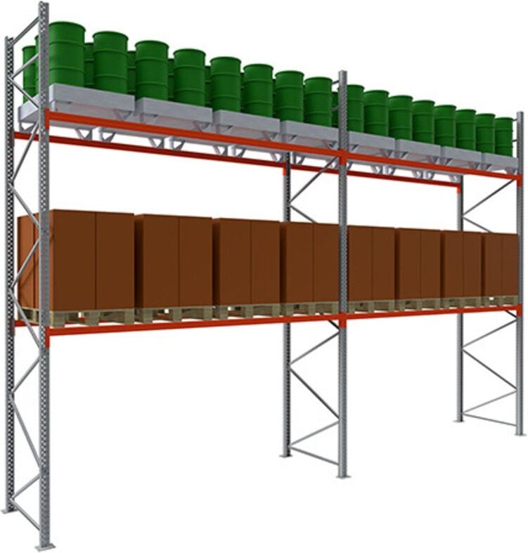 Palettenregale 2 Ebenen - Nächstes Element - Länge 1850mm - Nur in Verbindung mit einem Startmodul verwendbar. - RAYPALN...