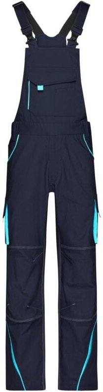 James&nicholson - Funktionelle Latzhose JN848 Gr. 52 navy/turquoise