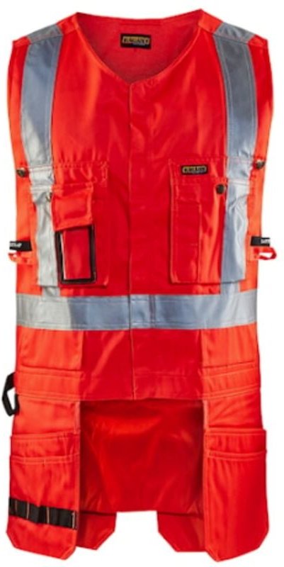 Arbeitsweste mit Werkzeughalter, Hochsichtbarkeit 3027 – Neonrot M