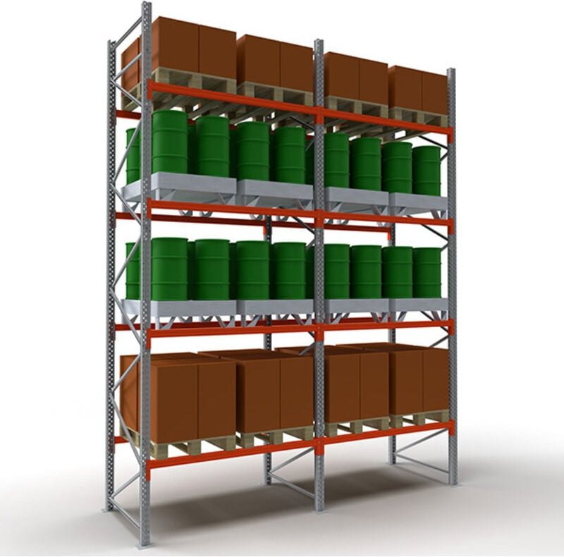 Palettenregale 4 Ebenen - nächstes Element - Länge 2700mm - Nur mit einem Startmodul verwendbar - RAYPAL/P/4N/7518/S