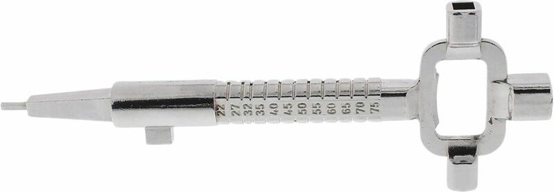 Dulimex - Universal-Bauschlüssel mit Messskala, Gesamtlänge 195 mm, Stahl vernickelt