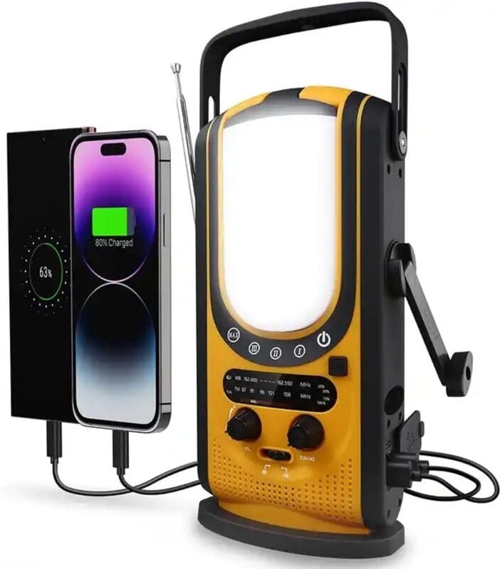 Tragbares Wetterradio, wasserdichtes Solar-Notfallradio mit Handkurbel, FM/NOAA, Taschenlampe, Leselicht, SOS, 3 Stromve...