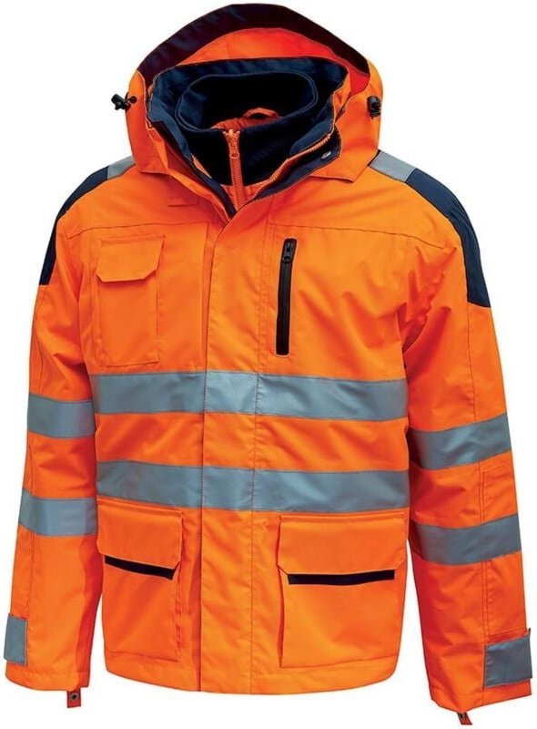 Hochsichtbarer wasserdichter Arbeitsparka BACKER - Neonorange 3XL