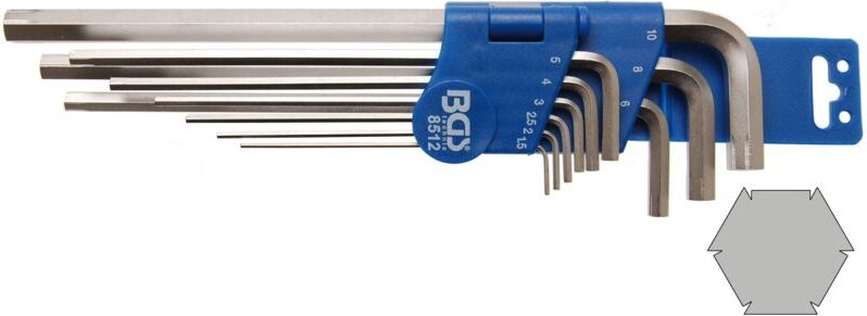 Spezial-Winkelschlüssel-Satz Innensechskant 1,5 - 10 mm 9-tlg.