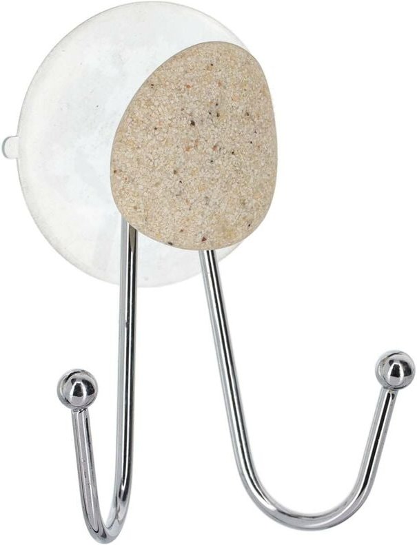 Doppelter metallhaken an 1 saugnapf 1 deko - kieselstein - Tendance