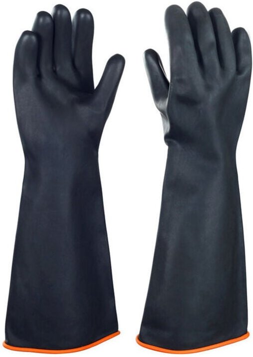 Chemikalienbeständige Latexhandschuhe, Industrielle Sicherheitshandschuhe, Lange Gummihandschuhe, Schwarze Hochleistungs...