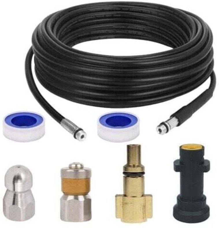 Abfluss-Entstopfungsschlauch für Kärcher, Hochdruckreiniger-Ablaufschlauch-Reinigungsset mit Strahldüse und rotierender ...