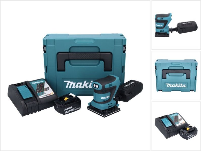 Thumbnail - Makita DBO 481 RM1J Akku Schwingschleifer 18 V 112 x 102 mm + 1x Akku 4,0 Ah + Ladegerät + Makpac