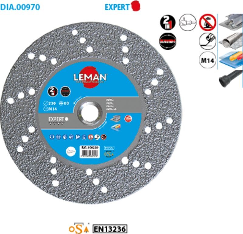 Diamant-Scheibe zum Schneiden und Schleifen von Metall Expert ø 125 Bohrung M14 Stärke 2,7 mm