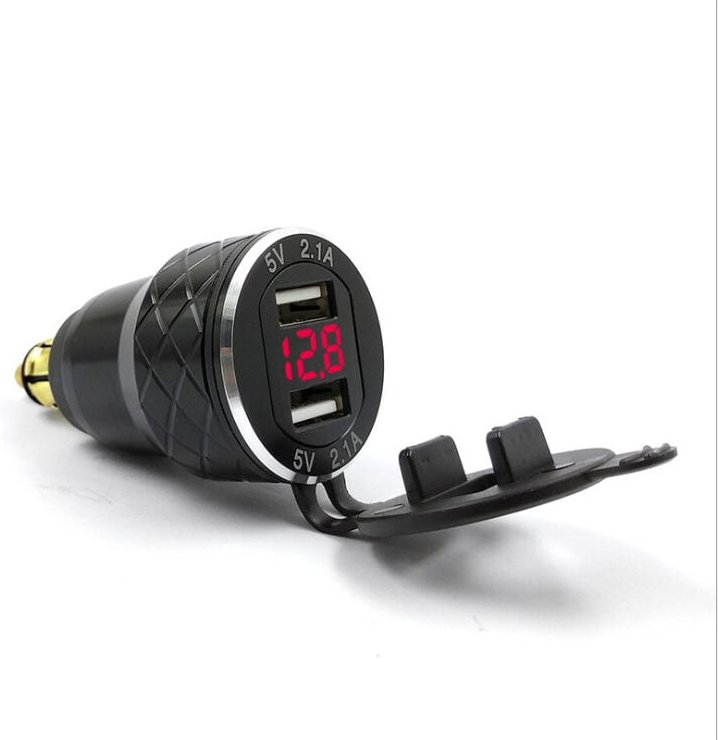 Motorrad-USB-Handy-Ladegerät, europäischer Stecker für bmw, Ducati, Metall-Spannungsanzeige, Auto-Ladegerät