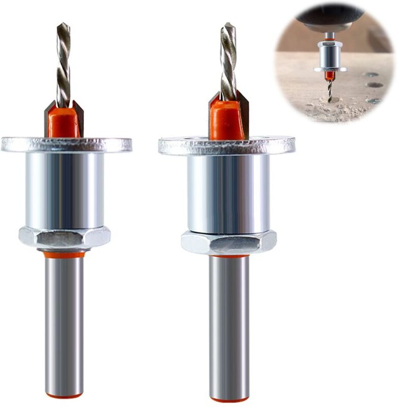 Memkey - 2-teiliges Holzbohrer-Set, HSS-Bohrer-Set, 8 mm Stahl-Konusbohrer, Fasenbohrer-Set zum Bohren von Holz, Kunstst...