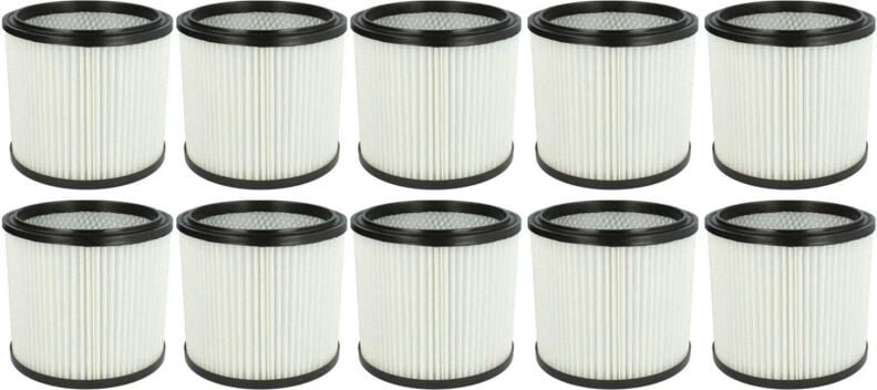 10x Faltenfilter Ersatz für Parkside 72800205 für Staubsauger - Filter, Patronenfilter, weiß - Vhbw
