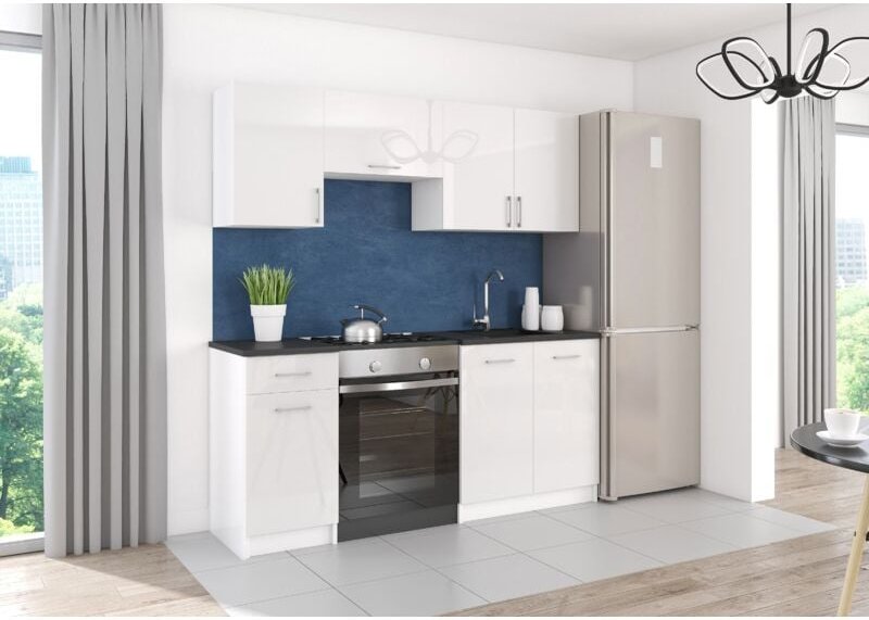 Roe Furniture - Moderne Küchenzeile leco 180 cm in weiß Hochglanz – funktionales Design für jede Küche