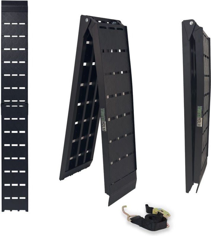 Thumbnail - Baumarktplus - trutzholm 1 x Auffahrrampe klappbar 228cm Traglast 680kg Alu schwarz Riffelblechoptik Motorradrampe Verla...