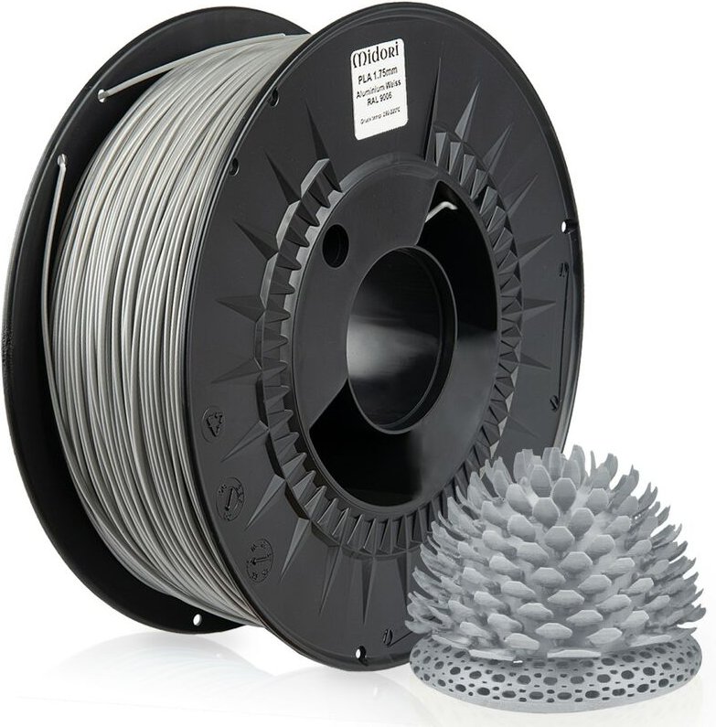 3D Drucker 1,75mm pla Filament 1kg Spule Rolle Premium Aluminium Weiß RAL9006 - Midori