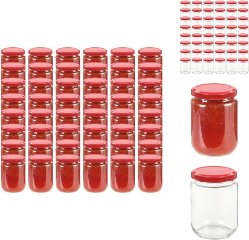 Vidaxl - Honiggläser - Living Marmeladengläser mit Rotem Deckel 48 Stk. 230 ml - Rot