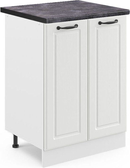 Vicco - Küchenunterschrank R-Line, Weiß Landhaus, 60 cm , ap Anthrazit