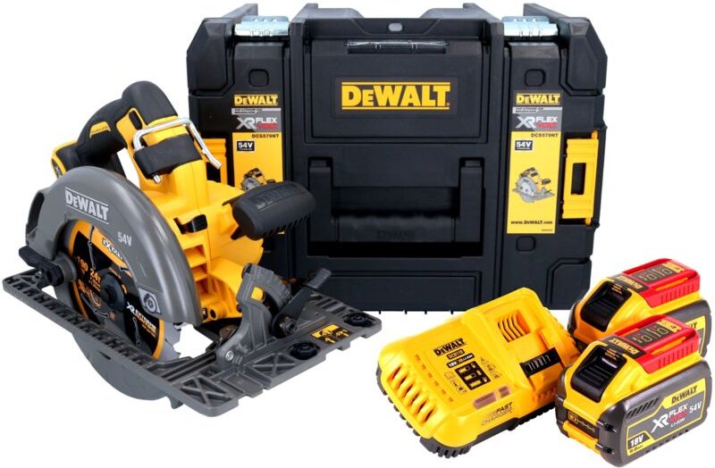 DeWalt DCS 579 X2T Akku Handkreissäge 54 V FlexVolt 190 mm Brushless + 2x Akku 9,0 Ah + Ladegerät + TSTAK