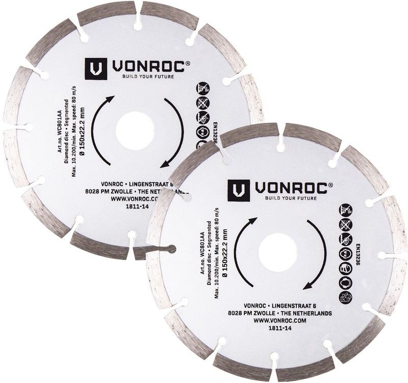 Diamantsägeblatt Mauernutfräse - universell 150 mm - 2 Stück - Stein und hartes Material