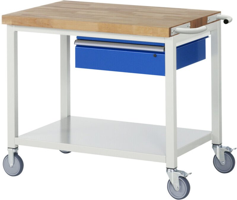 Fahrbare Werkbank mit Ablageboden und Schublade BxTxH 1000x700x880mm - RAU
