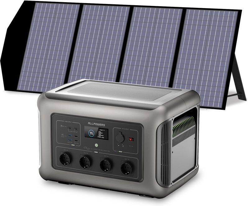 Allpowers - Home Battery Power Station LiFePO4 3168 Wh, Voice Control With 140W Solar Panel For Home Backup Outdoor R350...
