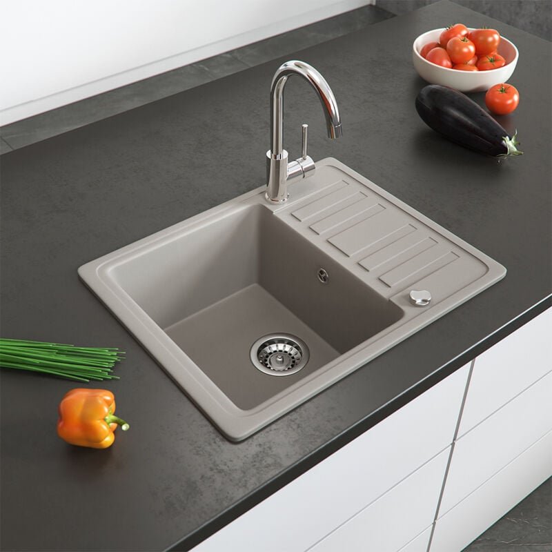 Spülbecken , Beige, 57.5 x 46 cm mit Trockenplatz, Bergström