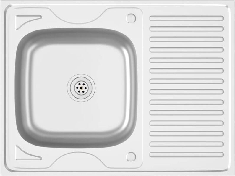 Spüle mit Abtropffläche Set Silbern 800x600x155 mm Edelstahl - Vidaxl