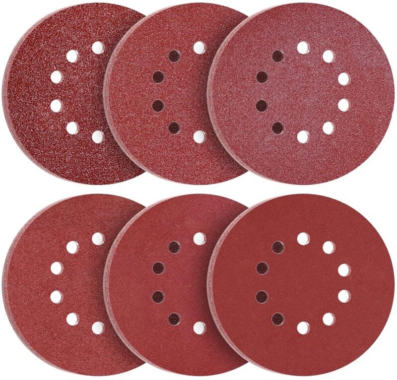 Schleifscheiben 225 mm, 60 Stück, Körnung P40, P60, P80, P120, P240, P320, 10 Löcher, Schleifscheiben, 225 mm, rundes Sc...