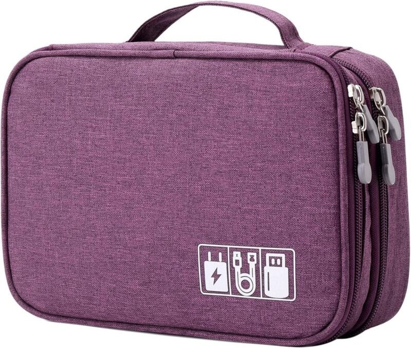 Alovez - Kabel-Organizer-Tasche, Schutzhülle für elektronisches Zubehör, doppellagige Kabel-Aufbewahrungstasche