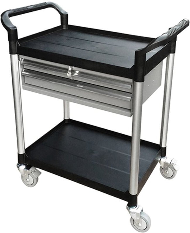 Kunststoffwagen mit 2 Platten und 2 Schubladen - Tragkraft 250 kg - Platte 680 x 450 mm - 885007672