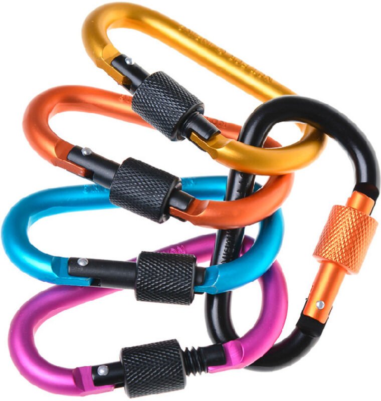 Karabinerhaken-Schlüsselanhänger aus Aluminiumlegierung in D-Form, mehrfarbig, für Bergsteigertasche/Zelt/Hängematte/Sch...