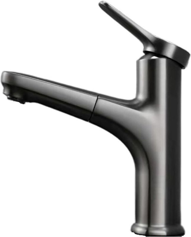 Graue Küchen- und Badarmatur, 360° drehbarer Ausziehhahn, Einhebelmischer, Kalt- und Warmwasserversorgung