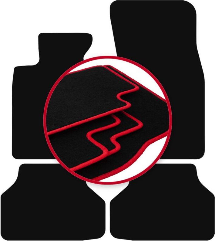 CARLUX-RED Auto-Fußmatten für: BMW 5 E60 xDrive (2003-2010)