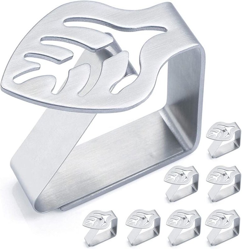 LaBlanc – Tischdeckenklammern, rutschfest, Set mit 8 dekorativen Tischdeckenklammern aus dickem Edelstahl, für Picknick,...