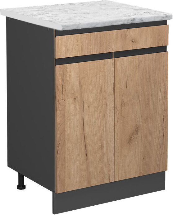 Vicco - Küchenunterschrank R-Line, Goldkraft Eiche, 60 cm ap Marmor