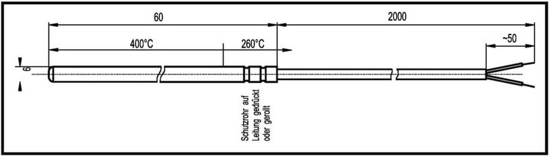Thumbnail - Thermoelement K1-TC-J-6x60-2M-600°C Fühler-Typ j Messbereich Temperatur-50 bis 600 °c Kabellä - Enda