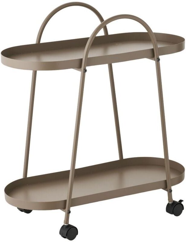 Laila Küchenmöbel auf Rollen Barwagen 2 Ablagen braun.