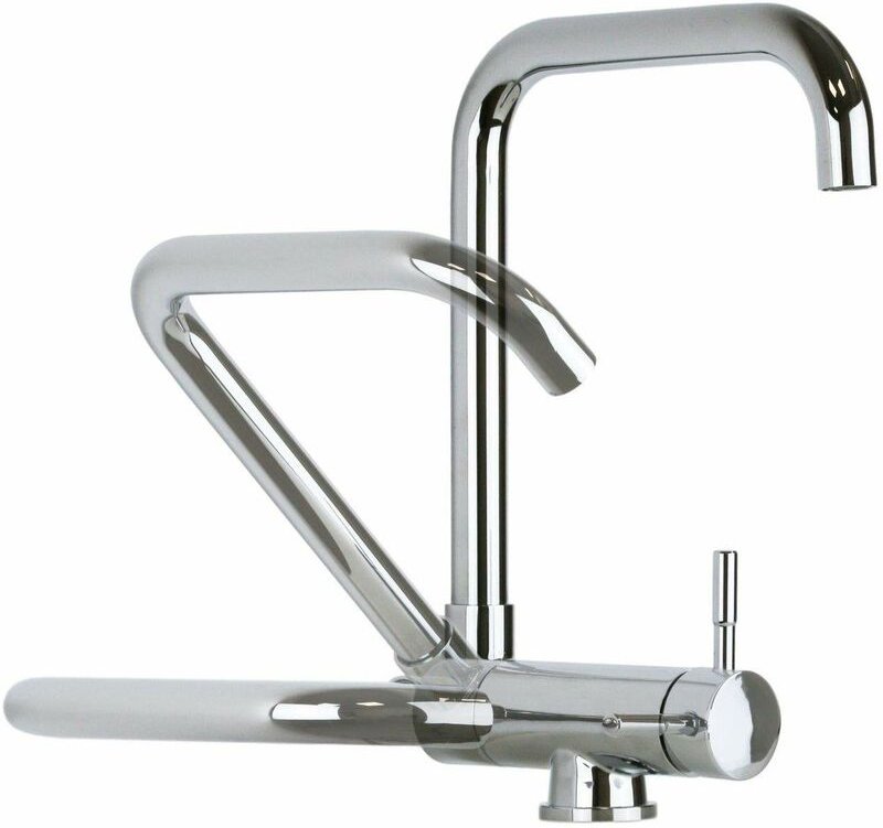 Küchenspülmischermodell unter dem Fenster in Chromfarbe Pollini LOW MXKWAVMC3CR Chrom