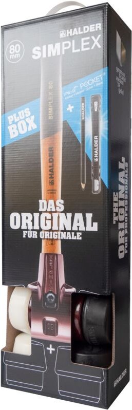 Halder Plus Box für Galabau Schonhammer 80mm mit 2 Schlageinsätzen Pica Pocket