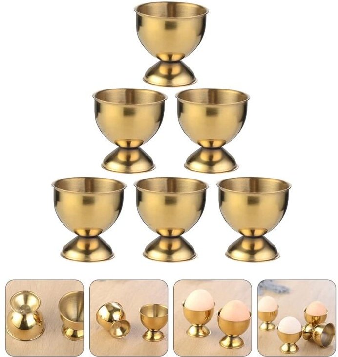 Gekochte Eierbecher, goldener Eis-Dessert-Behälter, Tischdekoration für Urlaub, Hochzeit, Party, 6 Stück