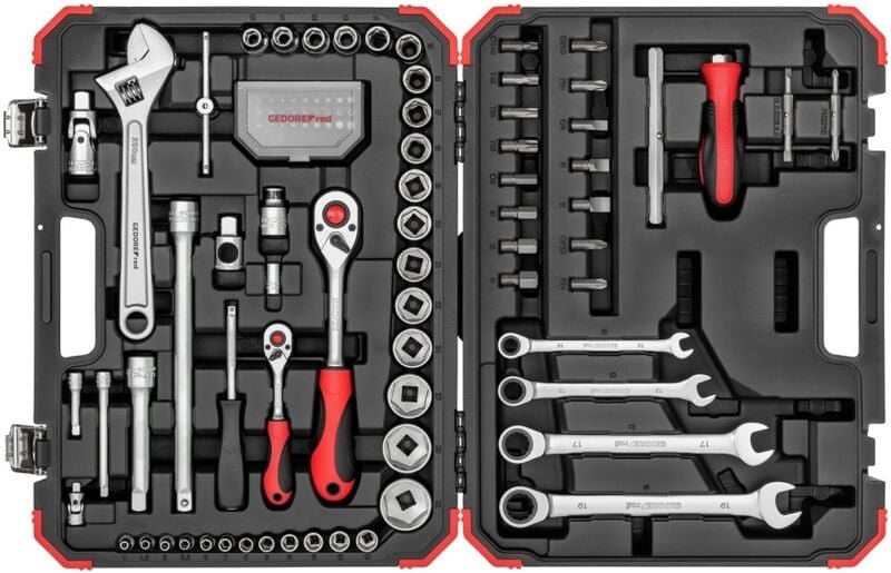 Red Steckschlüsselsatz 97-teilig Steckschlüssel Koffer 1/4' + 1/2' - Gedore