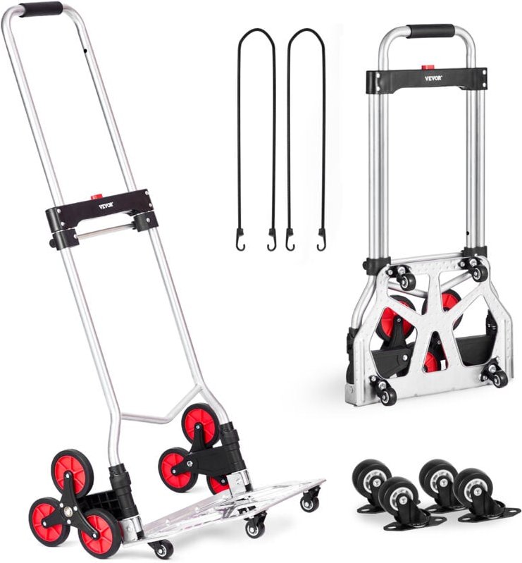 Thumbnail - Sackkarre 490 x 475 x 1150 mm, Treppensteiger, Treppensackkarre 118 kg, zusammenklappbarer Trolley mit Teleskopgriff, 10...